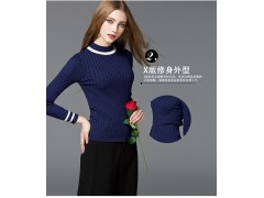 玛拉咔??016女士秋装新款打底撞色